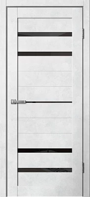 Дверь FlyDoors Барн B03 бетон светлый, ПВХ, черное стекло