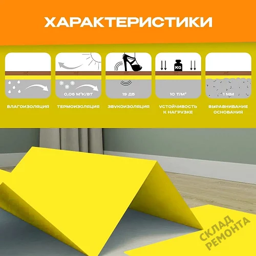 Фото Подложка листовая Solid 2 мм под ламинат и паркет желтая – купить в Благовещенске: цена, описание, фото. Интернет-магазин 3