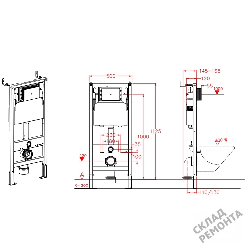 Фото Инсталляция для подвесного унитаза Calypso Beta CS105M без кнопки купить в Благовещенске: цена, описание, фото. Интернет-магазин 11