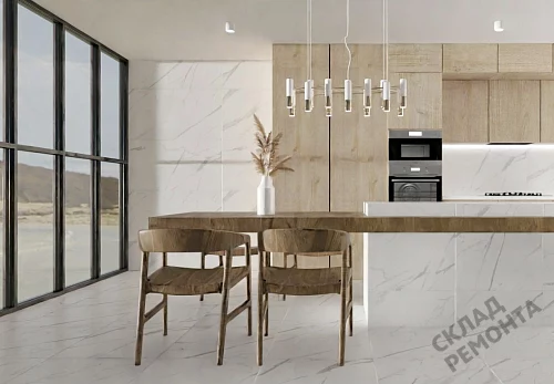 Фото Керамогранит матовый Steppe Ceramics Statuario White белый 600*600*9,5 – купить в Благовещенске: цена, описание, фото. Интернет-магазин 5