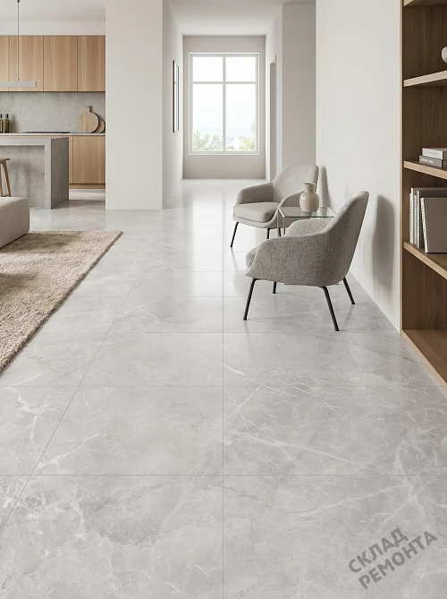 Фото Керамогранит лаппатированный Alma Ceramica Апарель GFU6060APL07L серый 600*600*9 – купить в Благовещенске: цена, описание, фото. Интернет-магазин 1