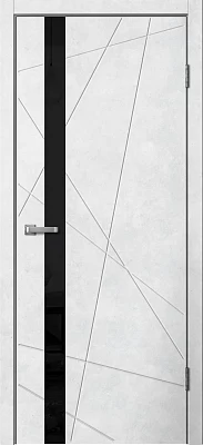 Дверь FlyDoors Лайн LN02 бетон светлый, ПВХ, черное стекло