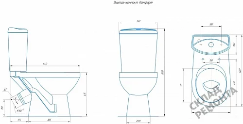 Фото Унитаз компакт напольный Rosa Комфорт купить в Благовещенске: цена, описание, фото. Интернет-магазин 3