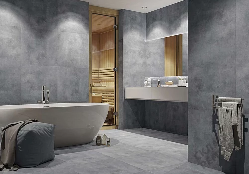 Фото Керамогранит матовый Steppe Ceramics Concrete Antracite серый 600*600*9 – купить в Благовещенске: цена, описание, фото. Интернет-магазин 3