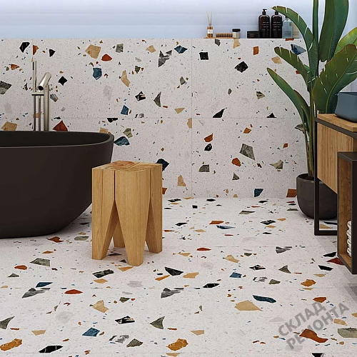 Фото Керамогранит матовый Steppe Ceramics Chips White белый 600*600*9 – купить в Благовещенске: цена, описание, фото. Интернет-магазин 2